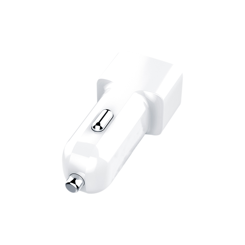 White RONiN R-411 car charger with advanced Auto-ID technology for safe, efficient charging.
