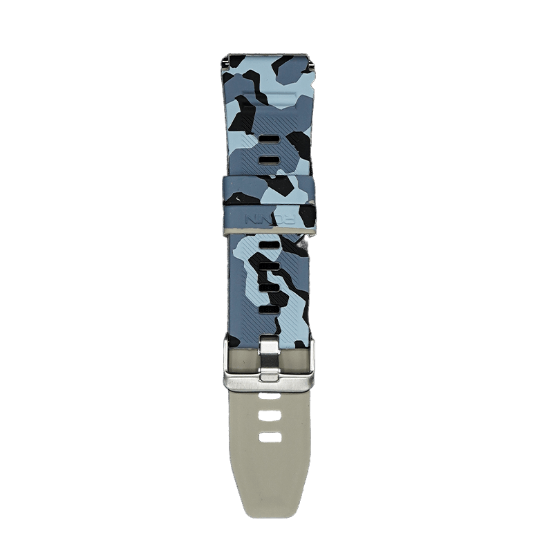 RONiN R-012 Rugged Smart Watch Strap in blue camouflage, designed for a bold look and secure fit during active wear.