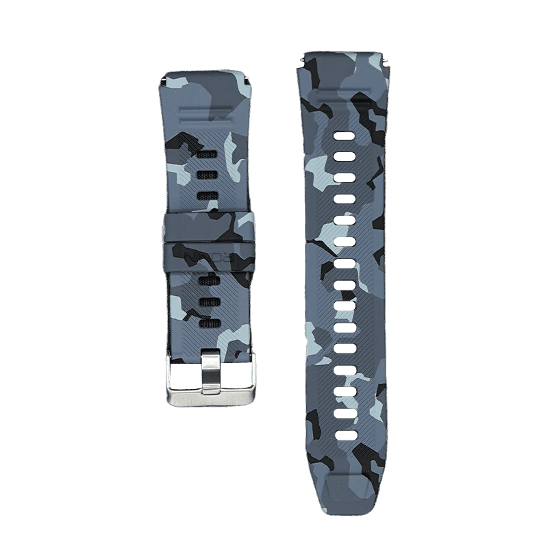 RONiN R-012 Rugged Smart Watch Strap in black camouflage, designed for a bold look and secure fit during active wear.