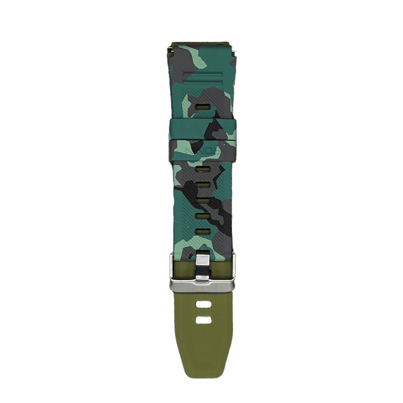 RONiN R-012 Rugged Smart Watch Strap in green camouflage, designed for a bold look and secure fit during active wear.