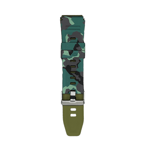 RONiN R-012 Rugged Smart Watch Strap in green camouflage, designed for a bold look and secure fit during active wear.