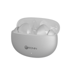 RONiN R-7030 earbuds in white, designed for comfortable wear with a secure in-ear fit and IPX4 water resistance.