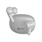 RONiN R-7030 earbuds in white, designed for comfortable wear with a secure in-ear fit and IPX4 water resistance.