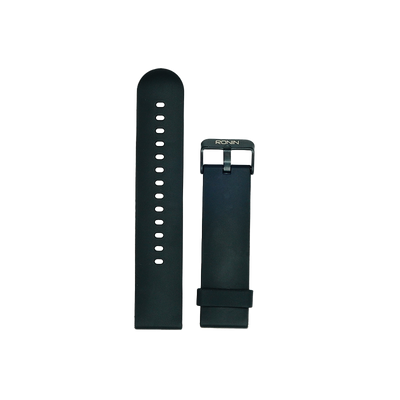 Black RONiN R-02 & R-03 smartwatch strap with easy-to-use pin design, compatible with Ronin smartwatches.