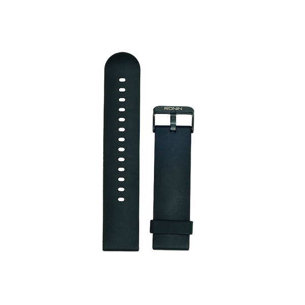 Black RONiN R-02 & R-03 smartwatch strap with easy-to-use pin design, compatible with Ronin smartwatches.