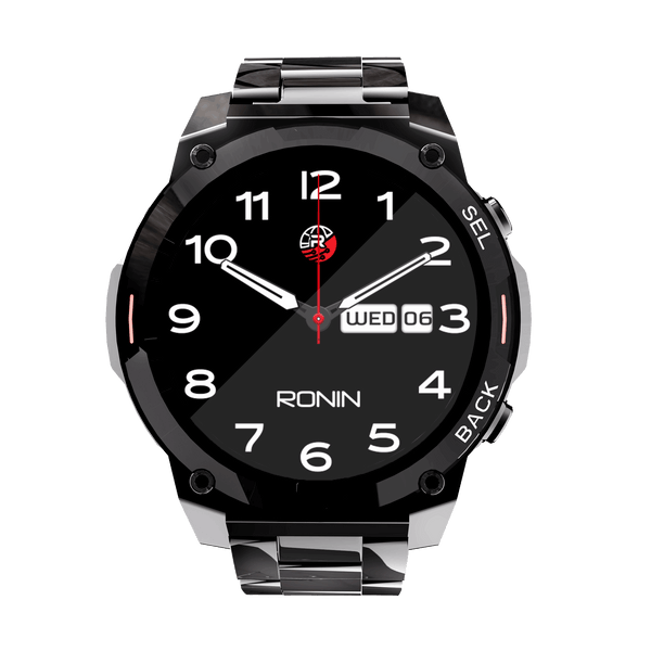 Black RONiN R-011 Luxe Smart Watch with chain strap, designed for a modern look and packed with health tracking features.