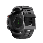 Black RONiN R-012 Rugged Smart Watch with a durable case and silicone strap, built for outdoor adventures.