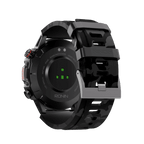 RONiN R-012 Rugged Smart Watch in black, showcasing a digital display with step tracking and heart rate monitor.