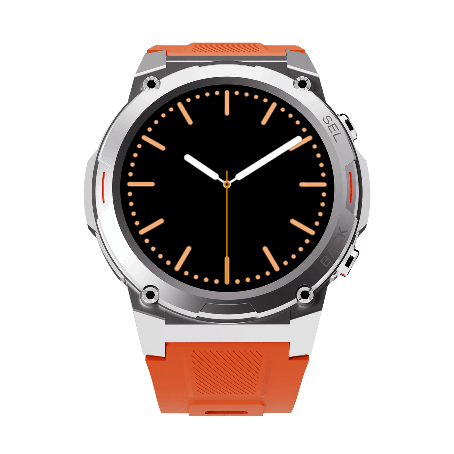 Silver RONiN R-011 smartwatch with orange strap, blending sporty design with versatile fitness and sleep tracking features.