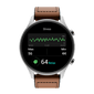 RONiN R-010 Ultra Smart Watch in silver paired with a brown leather strap, offering style and comprehensive fitness monitoring.
