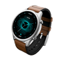 RONiN R-010 Ultra Smart Watch in silver paired with a brown leather strap, offering style and comprehensive fitness monitoring.