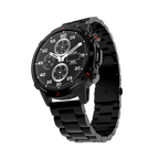 RONiN R-012 LUXE Smart Watch in black with a sleek chain strap, featuring a high-resolution AMOLED display for vibrant visuals.