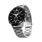 Silver RONiN R-012 LUXE Smart Watch, equipped with multiple health sensors and a durable IP68 water-resistant design.
