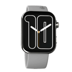RONiN R-09 Smart Watch with silver nickel finish and grey strap, featuring a vibrant AMOLED display for easy readability.