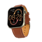 RONiN R-09 Ultra Smart Watch in light brown leather strap, featuring a metallic nickel case with AMOLED display for vibrant visuals.