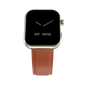 RONiN R-09 Ultra Smart Watch in light brown leather strap, featuring a metallic nickel case with AMOLED display for vibrant visuals.