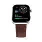 Silver RONiN R-09 Ultra Smart Watch with vintage brown leather strap, offering a blend of style and smart functionality. 