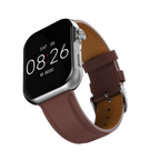Silver RONiN R-09 Ultra Smart Watch with vintage brown leather strap, offering a blend of style and smart functionality. 