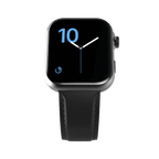Black RONiN R-09 Ultra Smart Watch with black leather strap, designed with IP68 water resistance and multiple health tracking features.