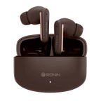 Brown RONiN R-140 Earbuds with environmental noise reduction, perfect for on-the-go audio.