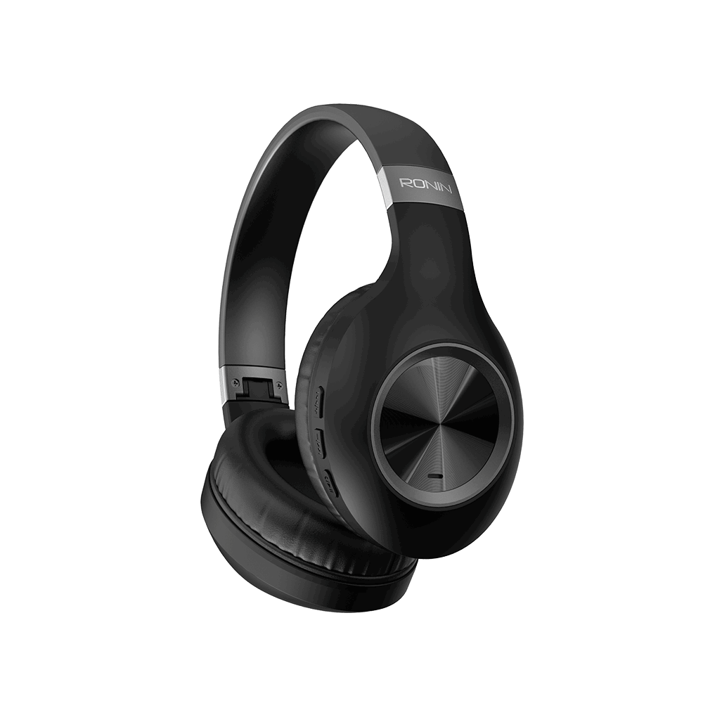 RONiN R-1500 Bluetooth headphones in black, designed for superior sound quality and up to 8 hours of playtime.