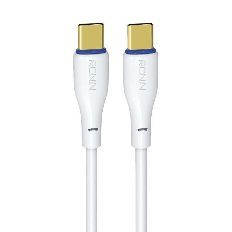 RONiN R-2005 Type-C to Type-C durable charging cable with fast-charging capabilities, suitable for smartphones, tablets, and USB-C compatible devices.
