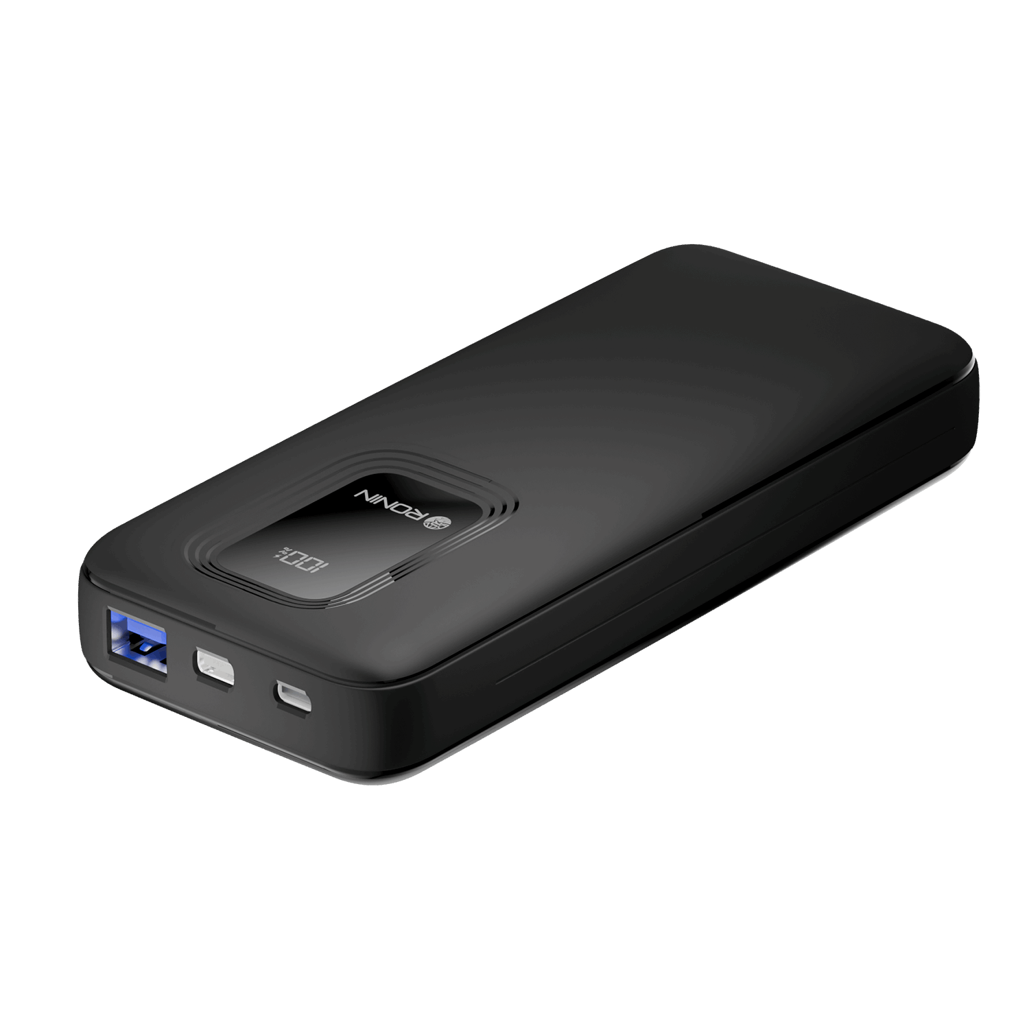 RONiN R-4020 black power bank with 22.5W fast-charging capability, designed for quick energy refills