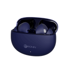 RONiN R-7030 earbuds in blue, with a compact charging case providing multiple charges for extended listening.