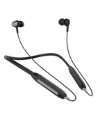 RONiN R-970 wireless neckband in grey, featuring a flexible collar and soft bass sound system for comfortable, high-quality listening.