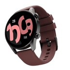 RONiN R-08 Smart Watch with a black dial complemented by a rich maroon strap, designed for those who appreciate style and cutting-edge technology.
