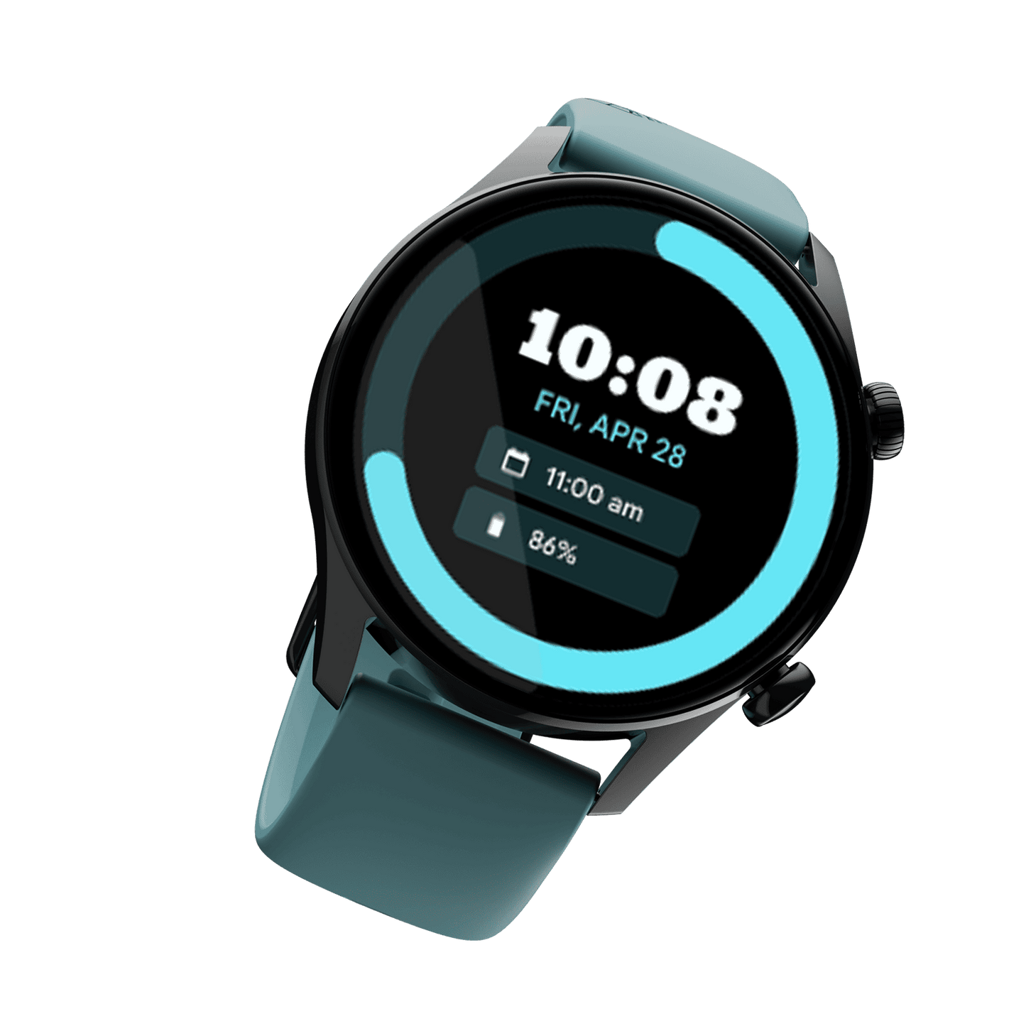 RONiN R-08 Smart Watch featuring a black dial paired with a vibrant teal strap, combining modern aesthetics with advanced health monitoring features.