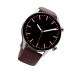RONiN R-08 Smart Watch with a silver dial paired with a deep maroon strap, providing a stylish accessory equipped with advanced functionalities.