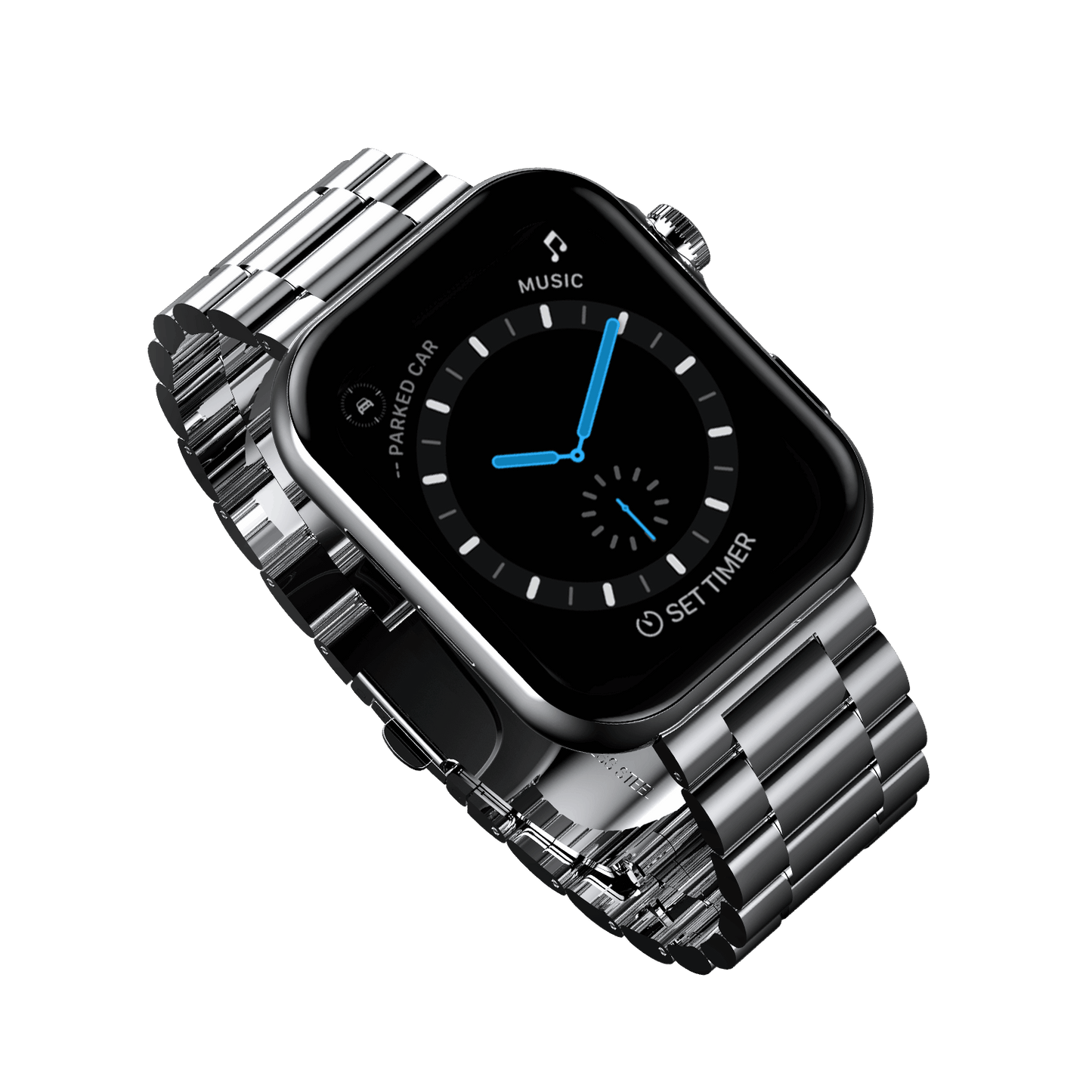 RONiN R-09 Luxe Smart Watch in silver, equipped with fitness tracking, SpO2 monitor, and heart rate tracking features.