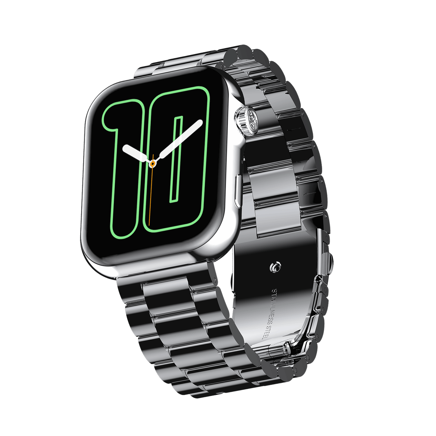 RONiN R-09 Luxe Smart Watch in elegant silver, featuring a large AMOLED display for vibrant visuals.