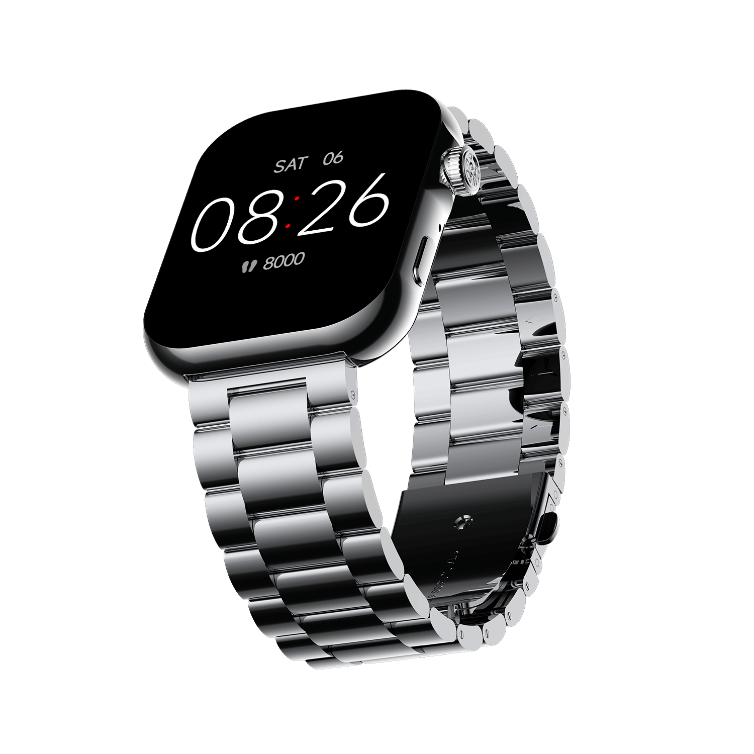 Silver RONiN R-09 Luxe Smart Watch with sleek metallic finish, designed for style and functionality.