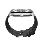 RONiN R-06 Smart Watch in silver with black strap, equipped with heart rate and SpO2 sensors for health tracking.