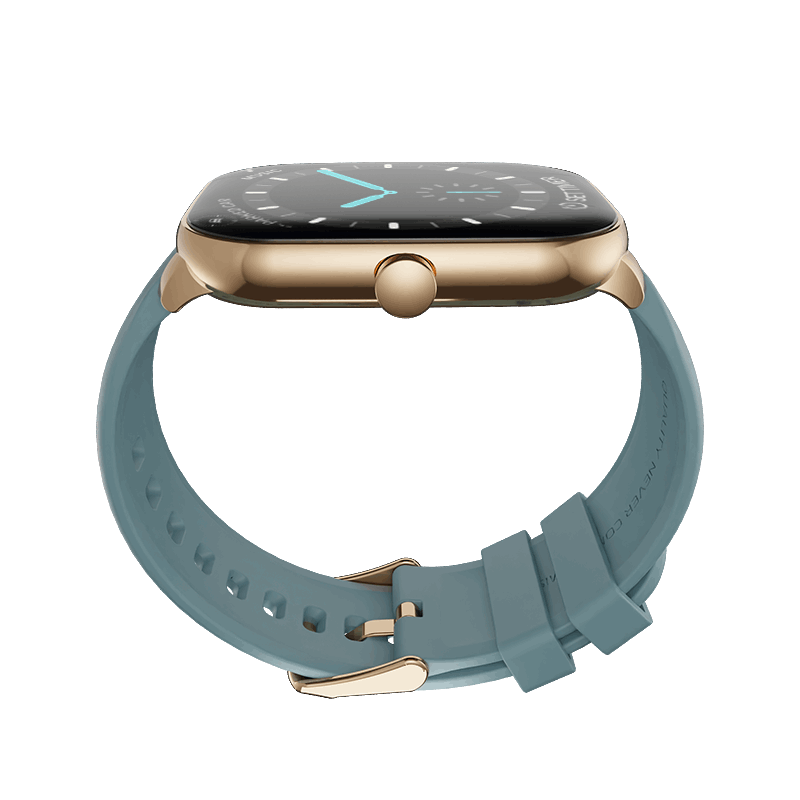 RONiN R-06 Smart Watch in golden with teal strap, suitable for both Android and iOS compatibility.