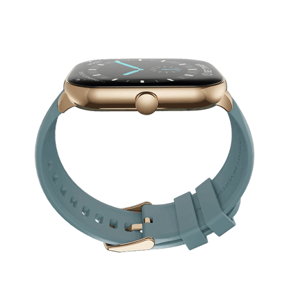 RONiN R-06 Smart Watch in golden with teal strap, suitable for both Android and iOS compatibility.