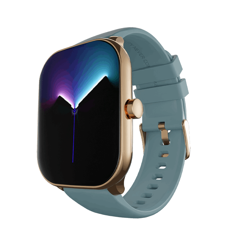 RONiN R-06 Smart Watch in golden with teal strap, suitable for both Android and iOS compatibility.