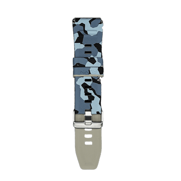 RONiN R-012 Rugged Smart Watch Strap in blue camouflage, designed for a bold look and secure fit during active wear.