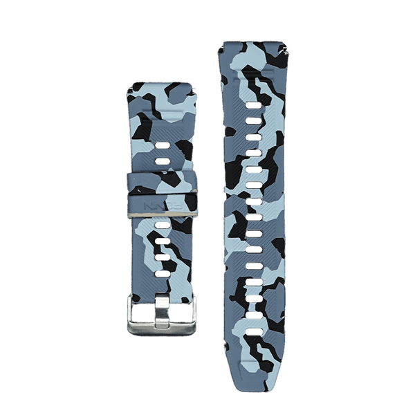 RONiN R-012 Rugged Smart Watch Strap in blue camouflage, designed for a bold look and secure fit during active wear.