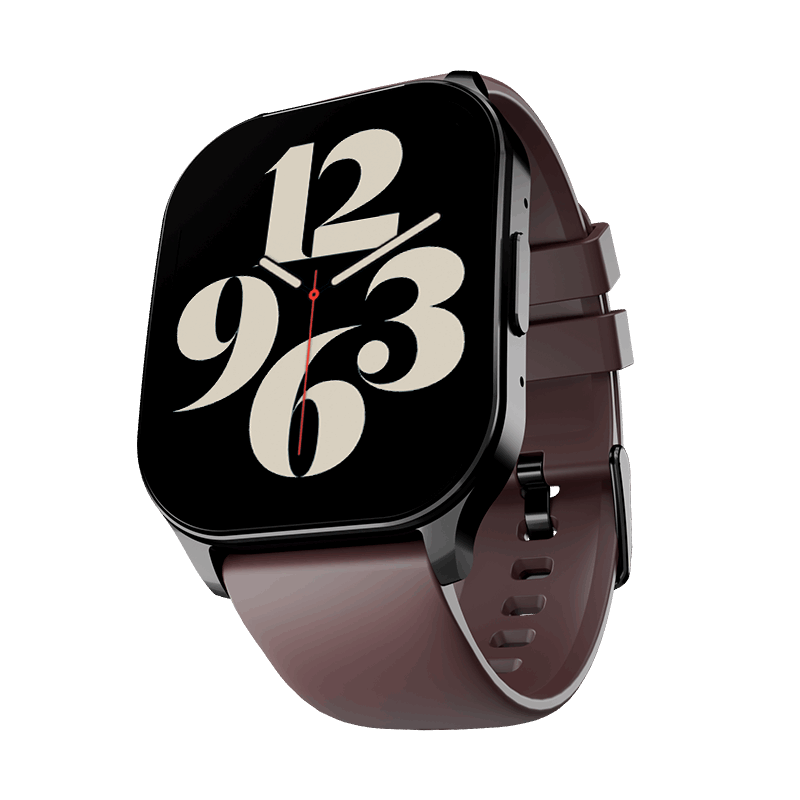 RONiN R-07 Smart Watch in black with a maroon strap, combining modern aesthetics with functionality.