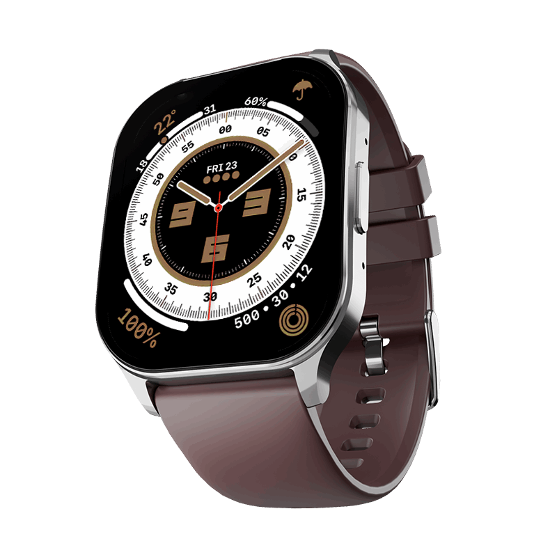 RONiN R-07 Smart Watch in silver and maroon, blending style with advanced smart features.