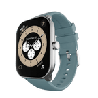 RONiN R-06 Smart Watch in silver with teal strap, equipped with heart rate and SpO2 sensors for health tracking.