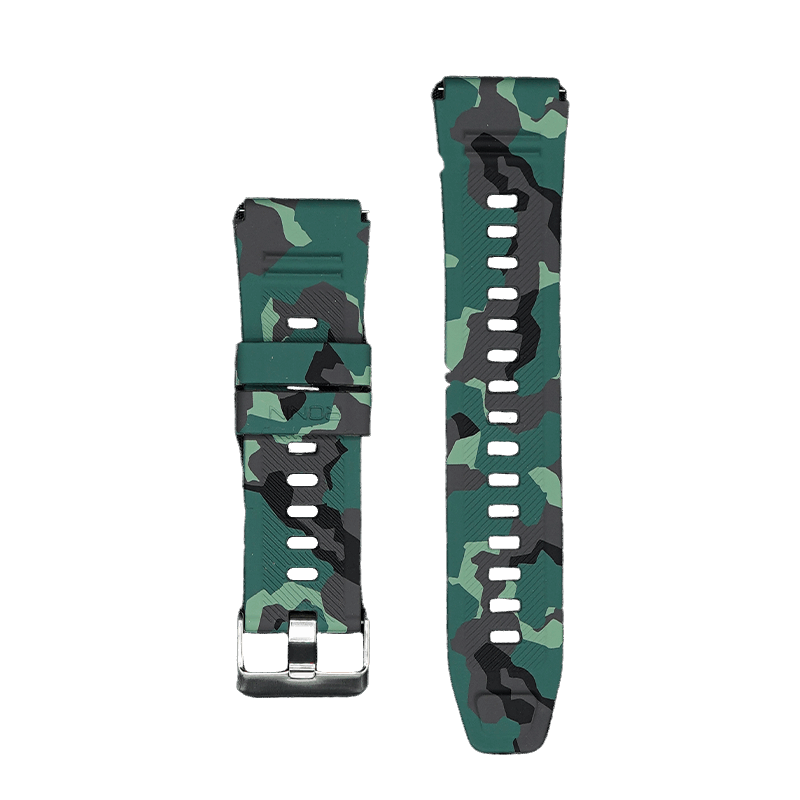 RONiN R-012 Rugged Smart Watch Strap in green camouflage, designed for a bold look and secure fit during active wear.