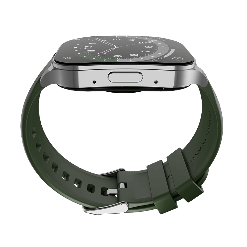 RONiN R-07 Smart Watch in silver and grass green, designed for fitness enthusiasts