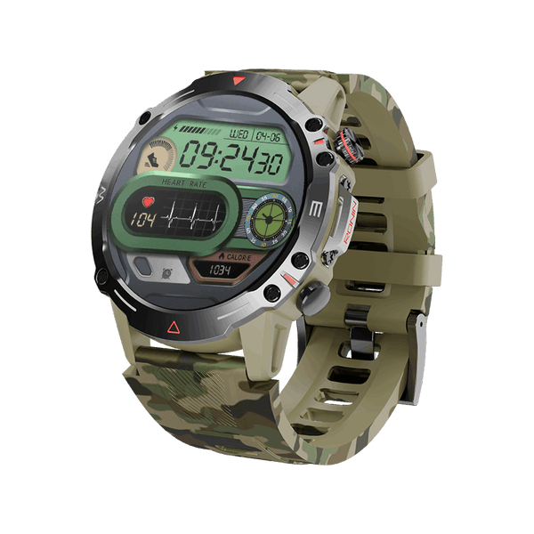 Green RONiN R-012 Rugged Smart Watch, displaying customizable watch faces and real-time notifications.