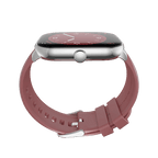 RONiN R-06 Smart Watch in silver with maroon strap, showcasing a 360x360 resolution display for clear visuals.