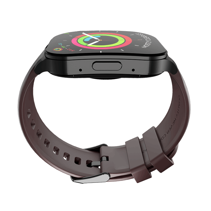 RONiN R-07 Smart Watch in black with a maroon strap, combining modern aesthetics with functionality.