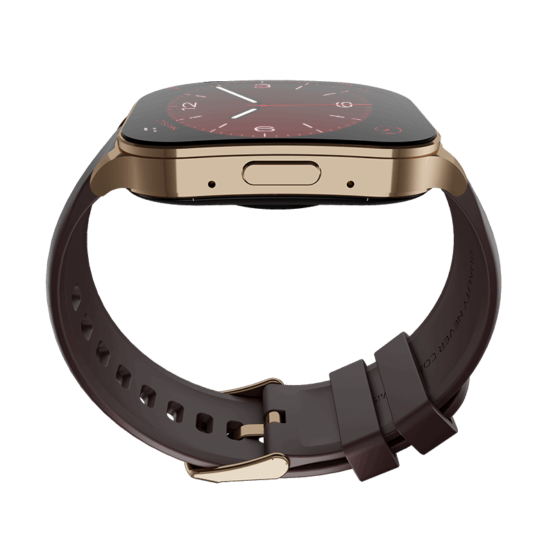 RONiN R-07 Smart Watch in gold and maroon, offering elegance alongside health and fitness tracking.